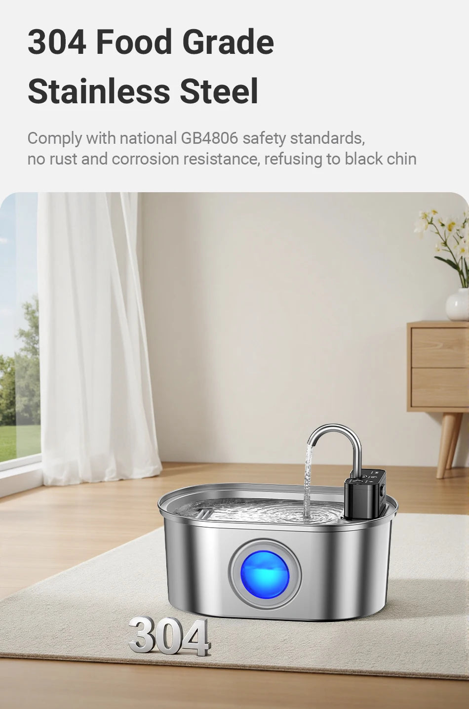 Fontaine à eau automatique en acier inoxydable pour animaux de compagnie