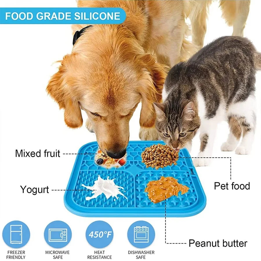 Green snuffle enrichment mat with treats hidden in fabric folds