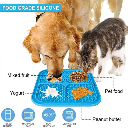 Green snuffle enrichment mat with treats hidden in fabric folds