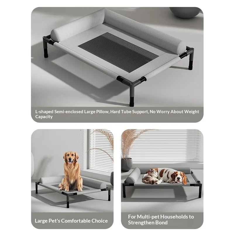 Lit surélevé pour chien avec maille rafraîchissante, respirant, lavable, pour animaux de compagnie, pour l'extérieur, l'intérieur, l'été, l'hiver, toutes saisons, lit pour chien et chat, lit pour chien