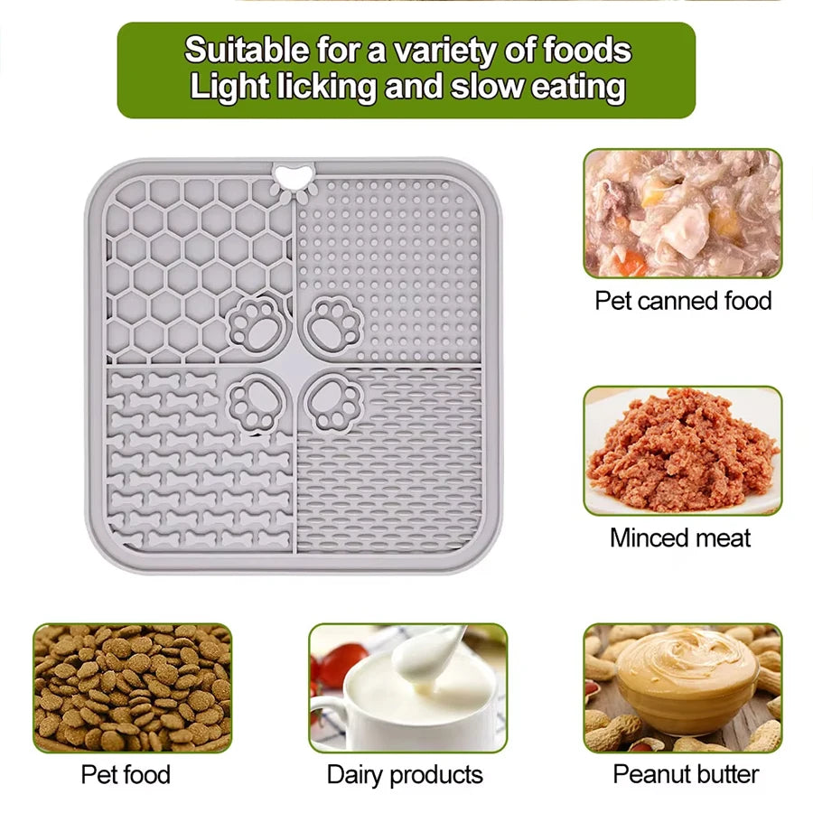 Green snuffle enrichment mat with treats hidden in fabric folds