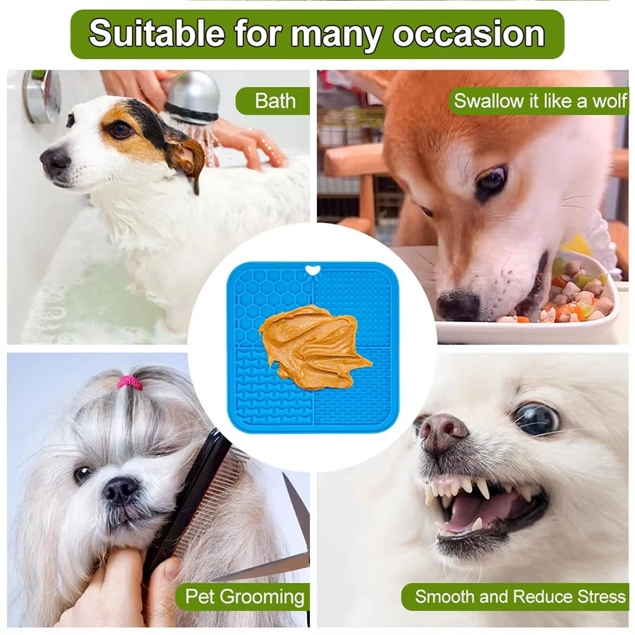 Green snuffle enrichment mat with treats hidden in fabric folds
