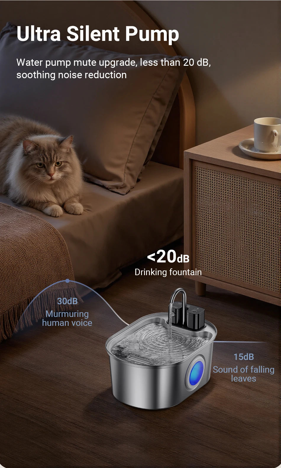 Fontaine à eau automatique en acier inoxydable pour animaux de compagnie